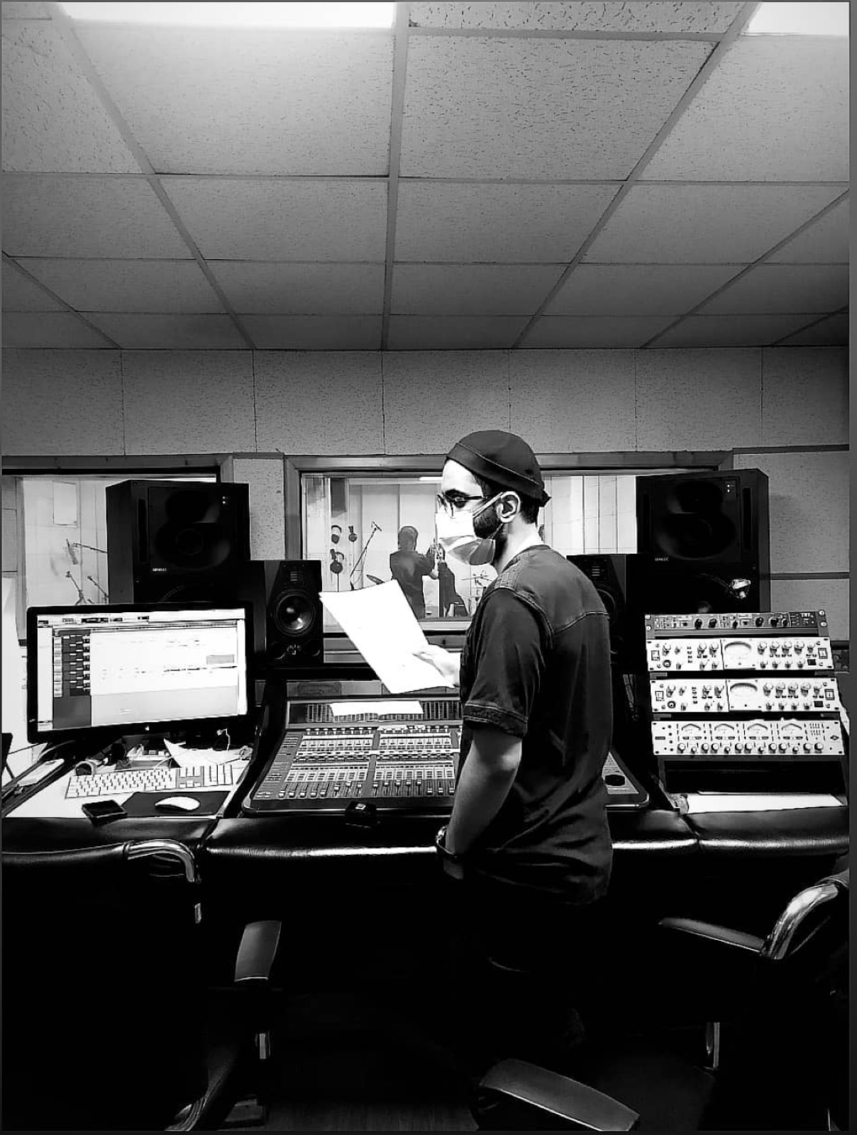 Mahbod Shirvani at the mixing desk during the session