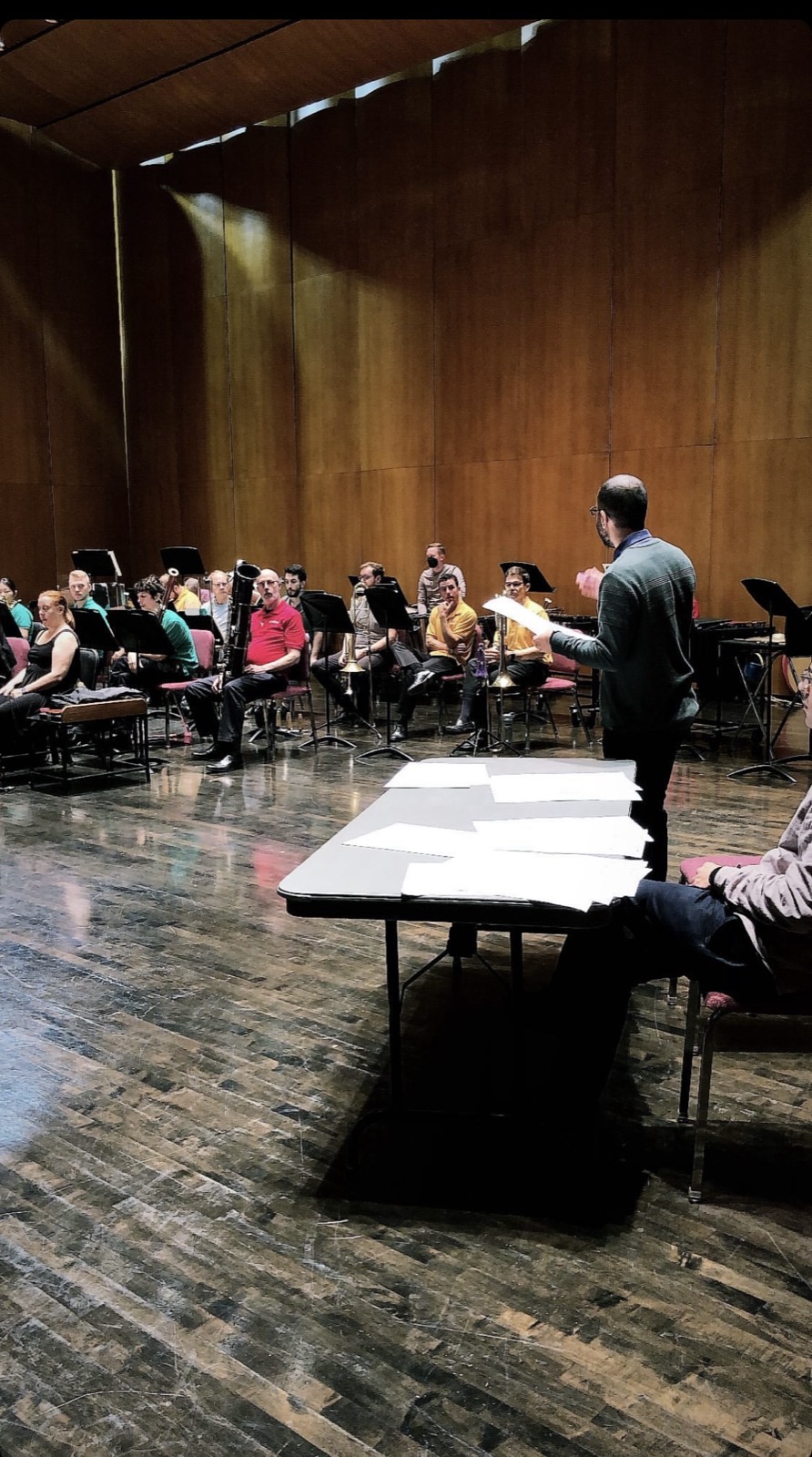Rehearsal with the score laid out
