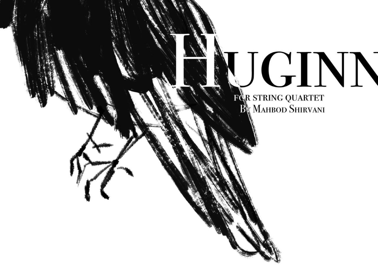 Cover artwork for Huginn — an ink drawing of a raven